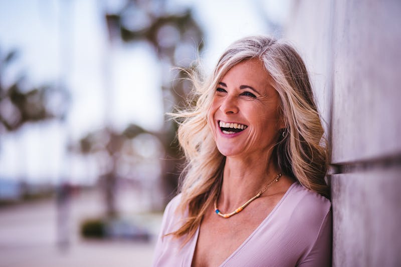 older woman laughing
